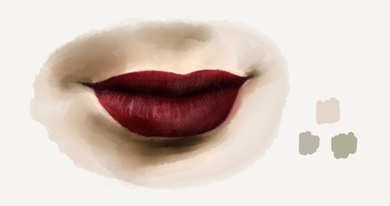 Closeup painting of a female’s lips