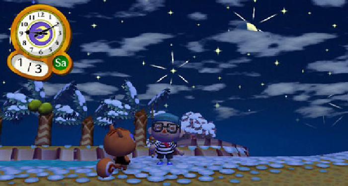 Villager in a stripped shirt and beret looking at constellations in Animal Crossing City Folk.