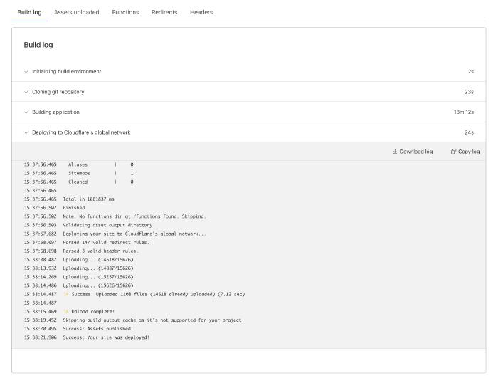 mademistakes.com Cloudflare Pages build log output