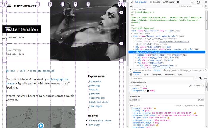 Firefox Grid Inspector screenshot