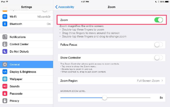 iOS 8 Settings app screenshot