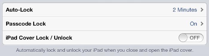 iPad iOS 6 cover lock setting