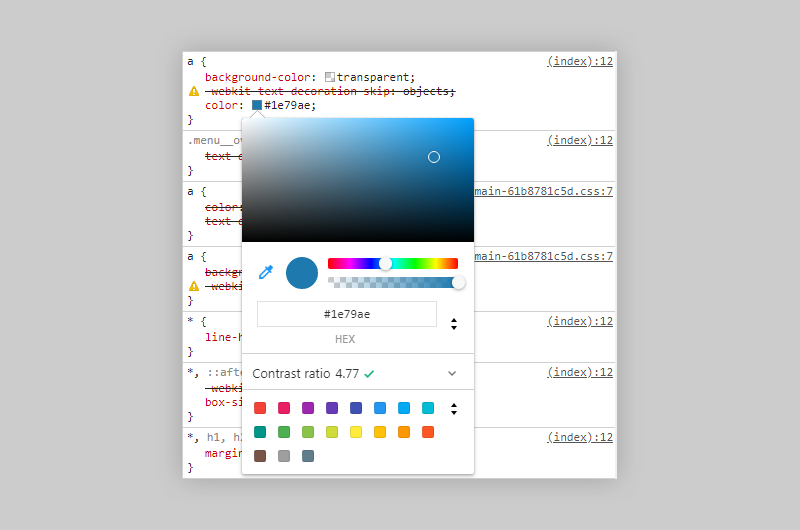 link color contrast ratio screenshot