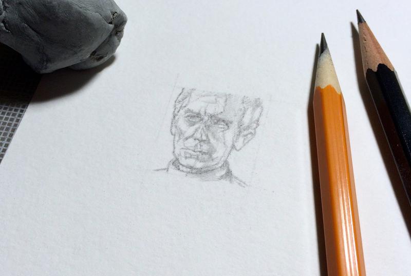 Grand Moff Tarkin pencil sketch work in process