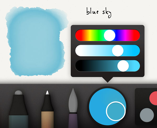 Blue sky color palette mix in Paper app