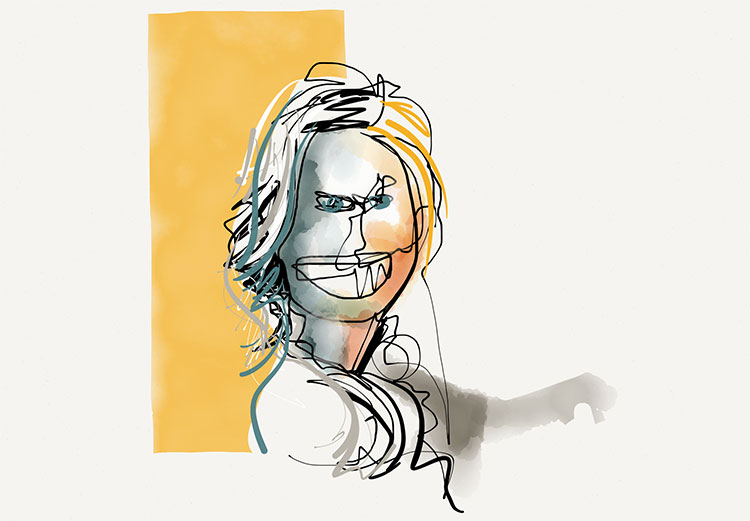 Blind contour drawing of a face using Paper on iPad