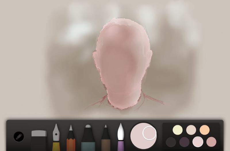 Screenshot of Paper’s interface with a man’s face painted in a light pink color