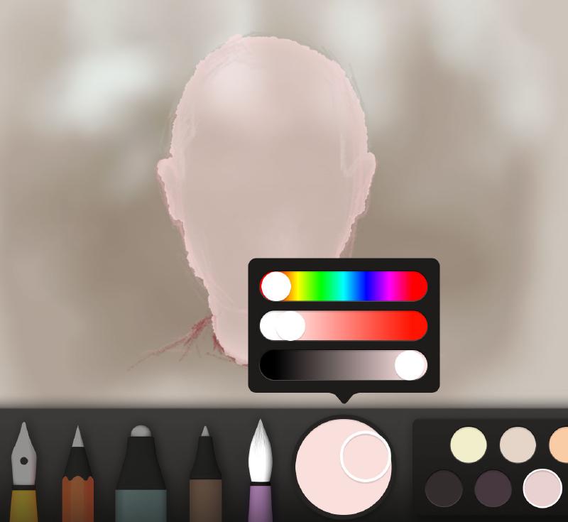 Screenshot of Paper’s color mixer of a white color used to paint the entire face