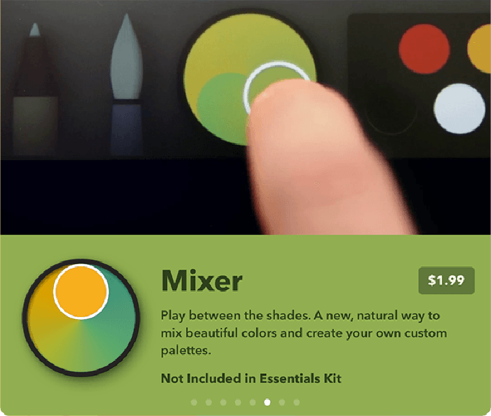 Paper 53 Mixer In-App purchase screenshot of the color mixer video.