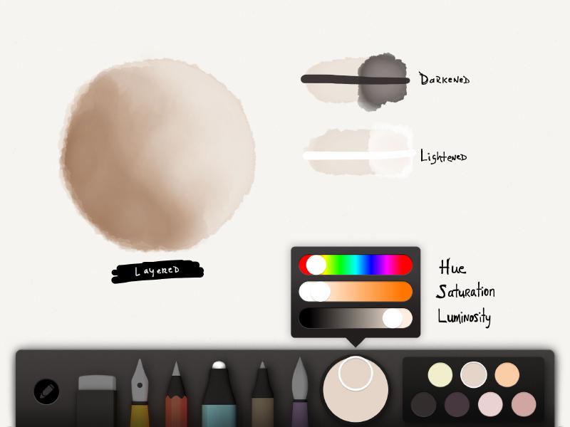 Screenshot of light brown skin color palette in Paper for iPad