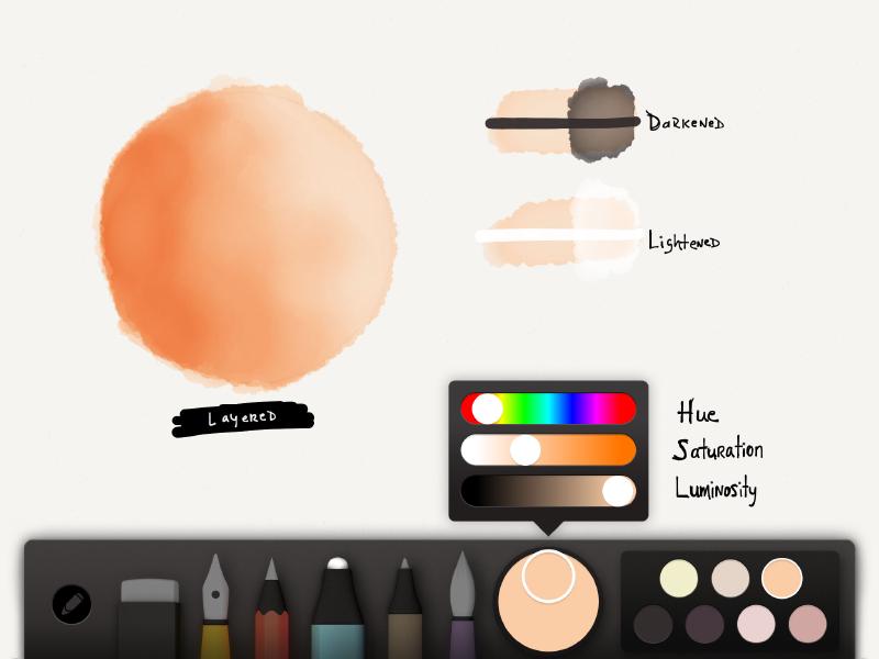 Screenshot of orange skin color palette in Paper for iPad