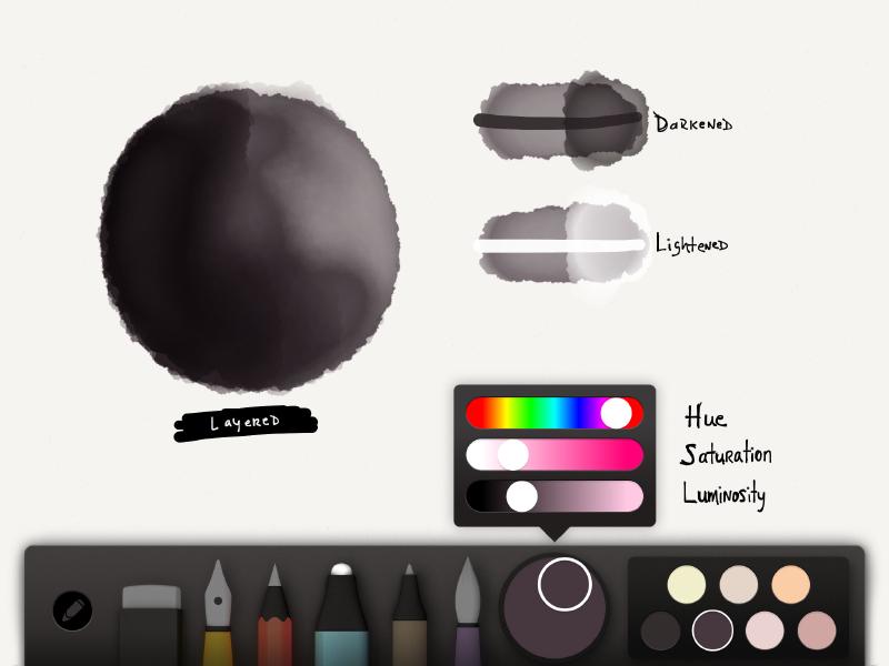 Screenshot of warm dark gray color palette in Paper for iPad