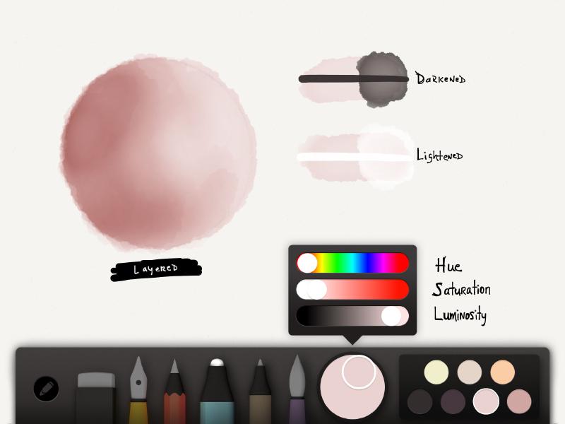 Screenshot of peachy skin color palette in Paper for iPad