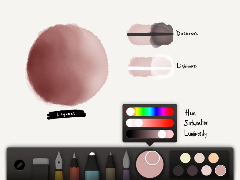 Screenshot of burgundy skin color palette in Paper for iPad