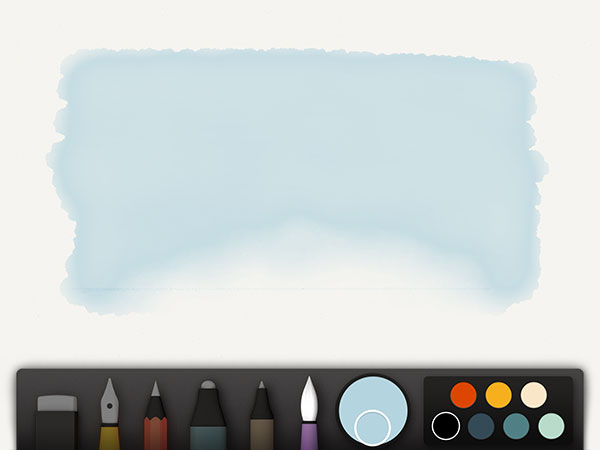 Watercolor brush painted blue sky background in Paper app