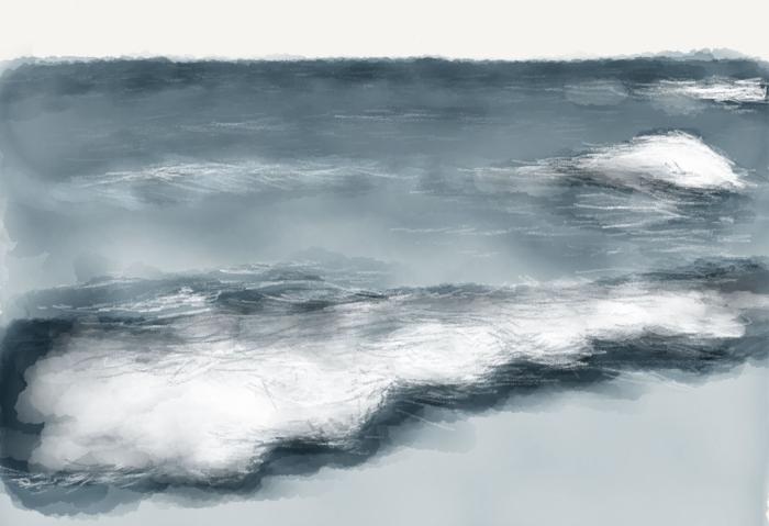 screenshot of wave shadows drawn in pencil