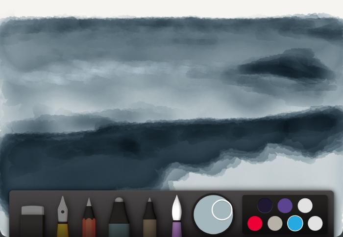 screenshot of underpainted waves in dark blue