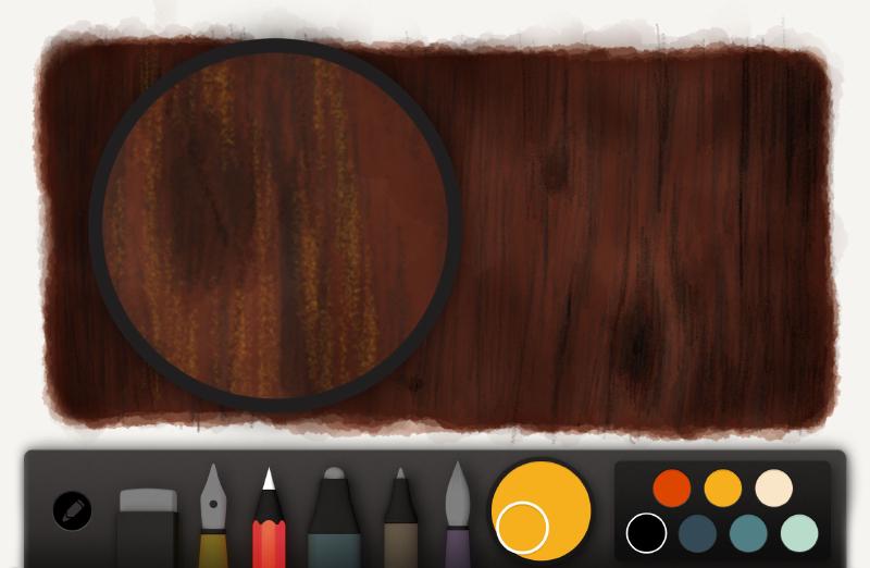 Screenshot of wood highlights drawn in Paper for iPad.