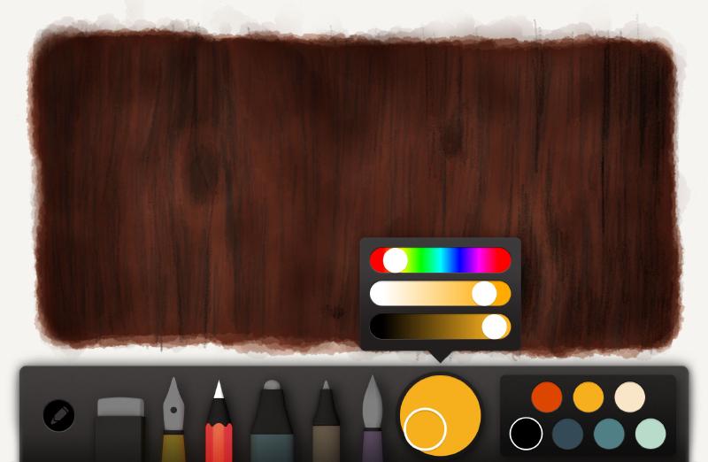Screenshot of wood highlight color drawn in Paper for iPad.