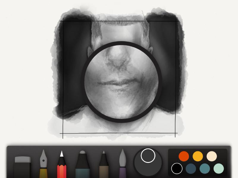 Zooming in to capture facial feature details using a pencil