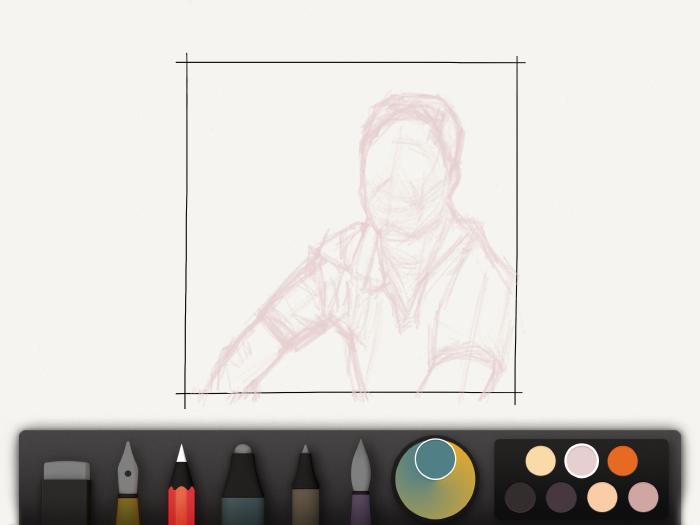 Sketching out a face with the pencil tool