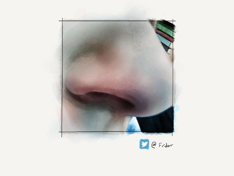 Digital watercolor and pencil illustration of a man's nostril.