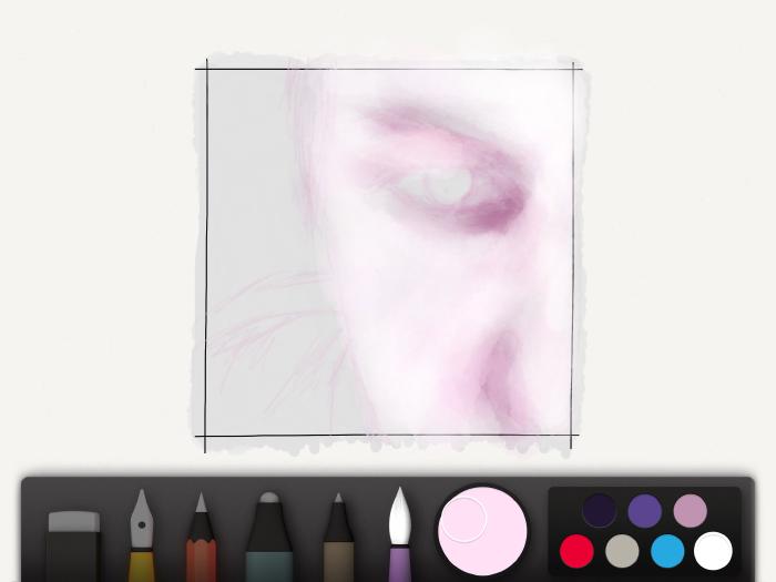 Using white to lighten and gradually render cheeks and eye sockets