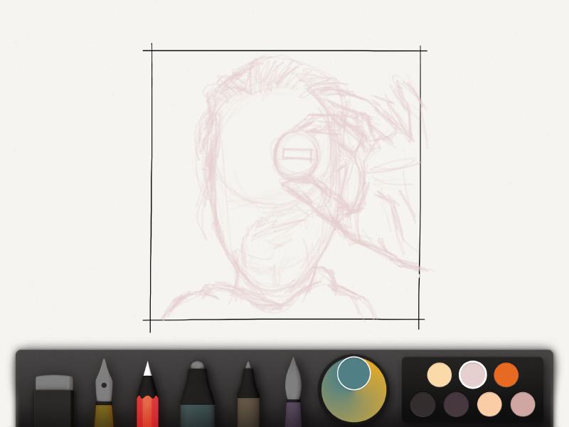 Sketching out a face with the pencil tool