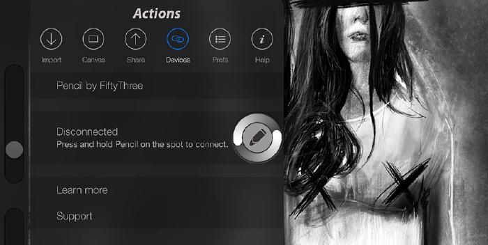 Connect Pencil to Procreate under Devices