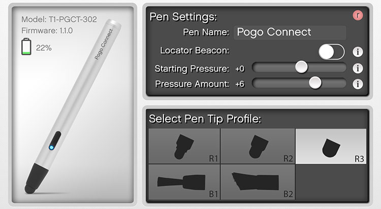 Pogo Connect app settings screen.