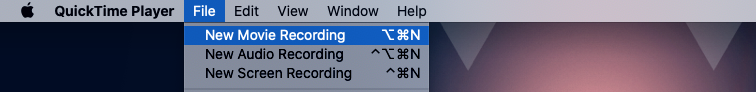 New recording menu option in QuickTime Player on macOS