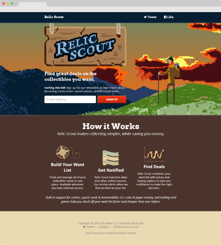 Relic Scout homepage screenshot