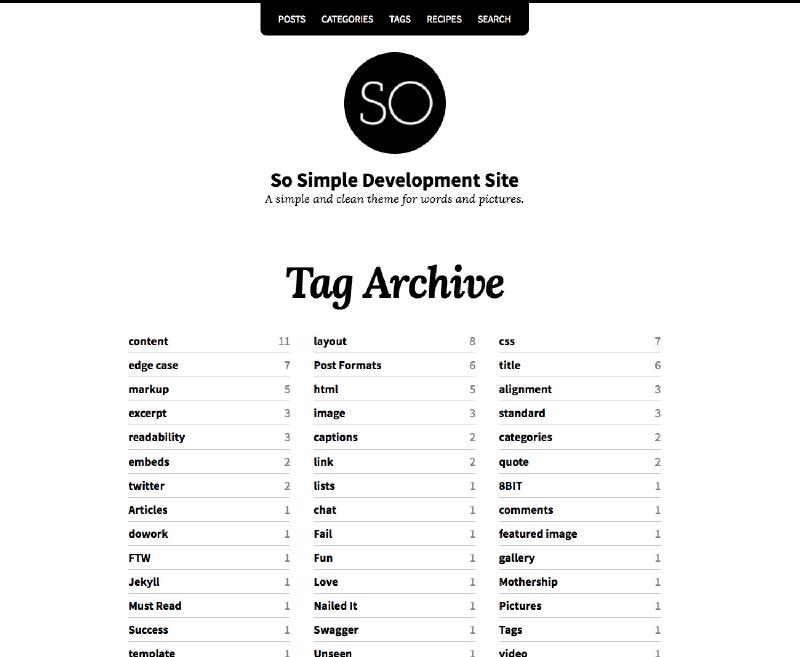 So Simple tags list layout.