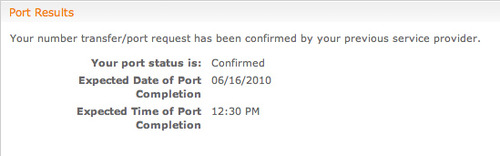 Sprint number port status screenshot